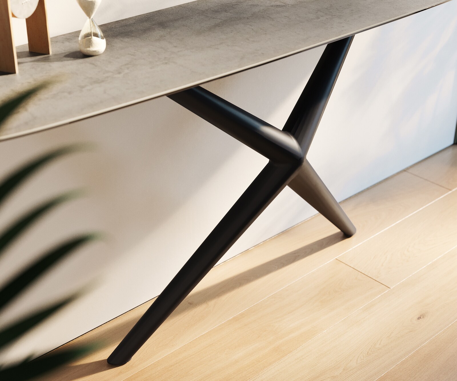 Konsolentisch Edge Boot 180x40 cm Keramik Beton Grau Estelo Metall Schwarz 5