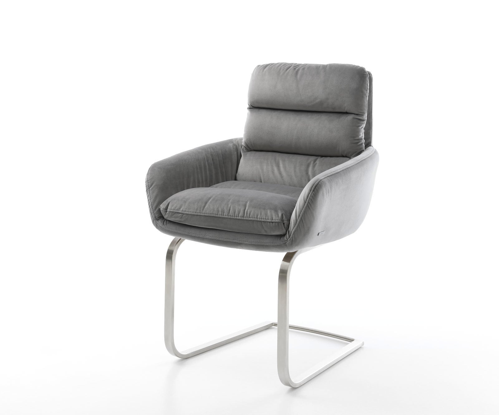 Freischwinger Abelia-Flex mit Armlehnen Samt Grau Freischwinger flach Edelstahl Freischwinger Abelia-Flex mit Armlehnen Samt Grau Freischwinger flach Edelstahl