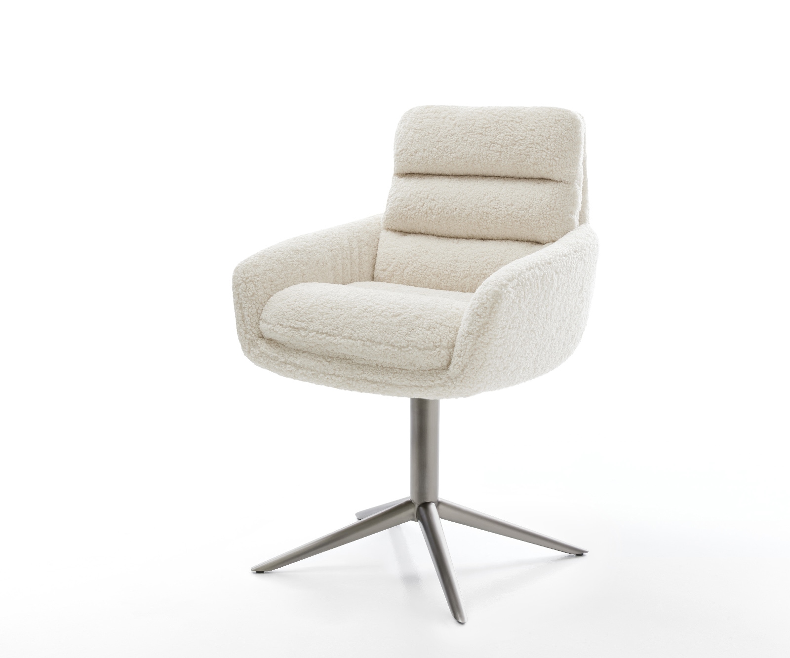 Drehstuhl Abelia-Flex mit Armlehnen Teddystoff Beige Fußkreuz Graphit 360° drehbar Wippfunktion