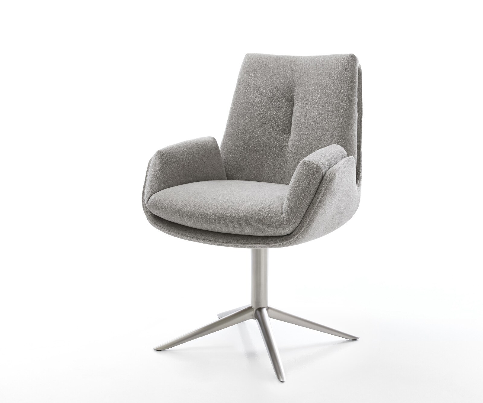 Drehstuhl Clea-Flex Strukturstoff Soft Grau Fußkreuz Edelstahl 360° drehbar günstig online kaufen