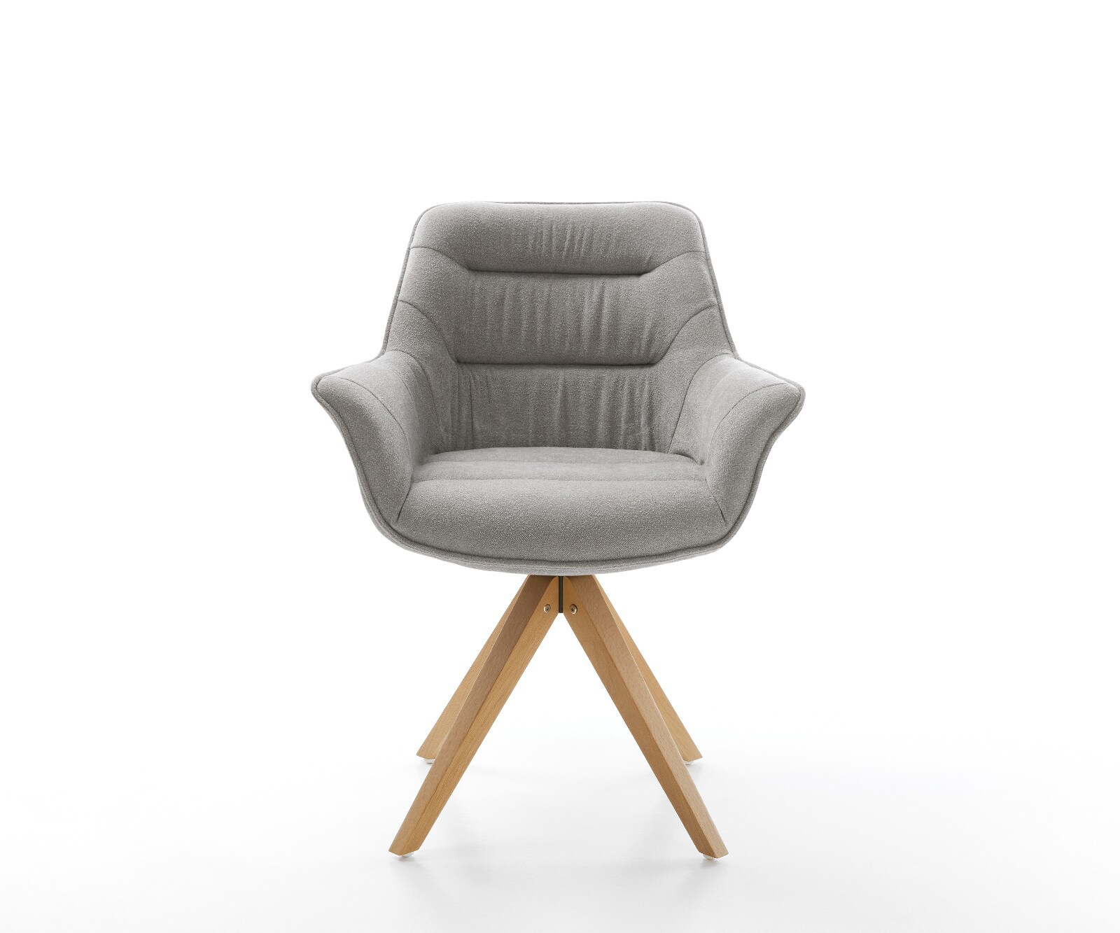 Drehstuhl Kaira-Flex Strukturstoff Soft Grau Holzgestell kantig Natur 360° drehbar 1