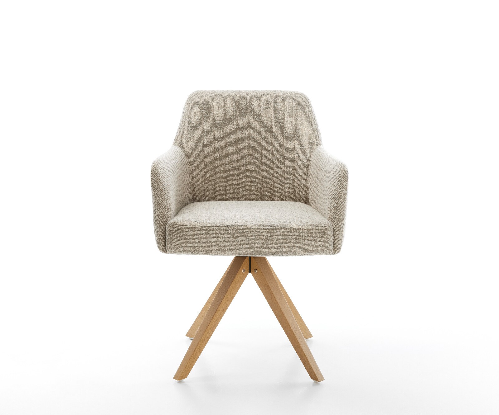 Drehstuhl Greg-Flex Webstoff Soft Beige Holzgestell kantig Natur 360° drehbar Taschenfederkern 2