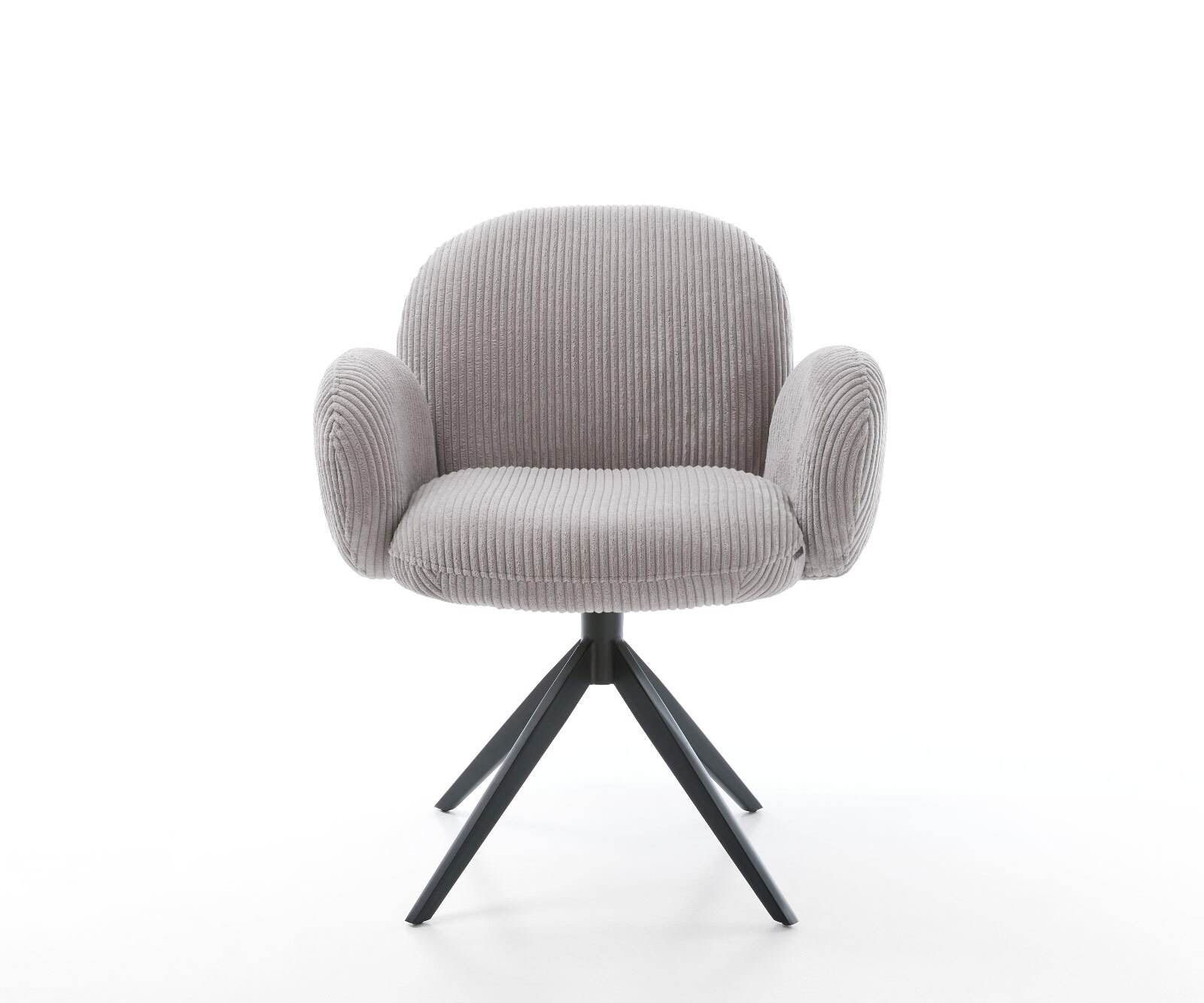 Drehstuhl Nube-Flex mit Armlehnen Cord Silbergrau Kreuzgestell breit Schwarz 360° drehbar Taschenfederkern 2