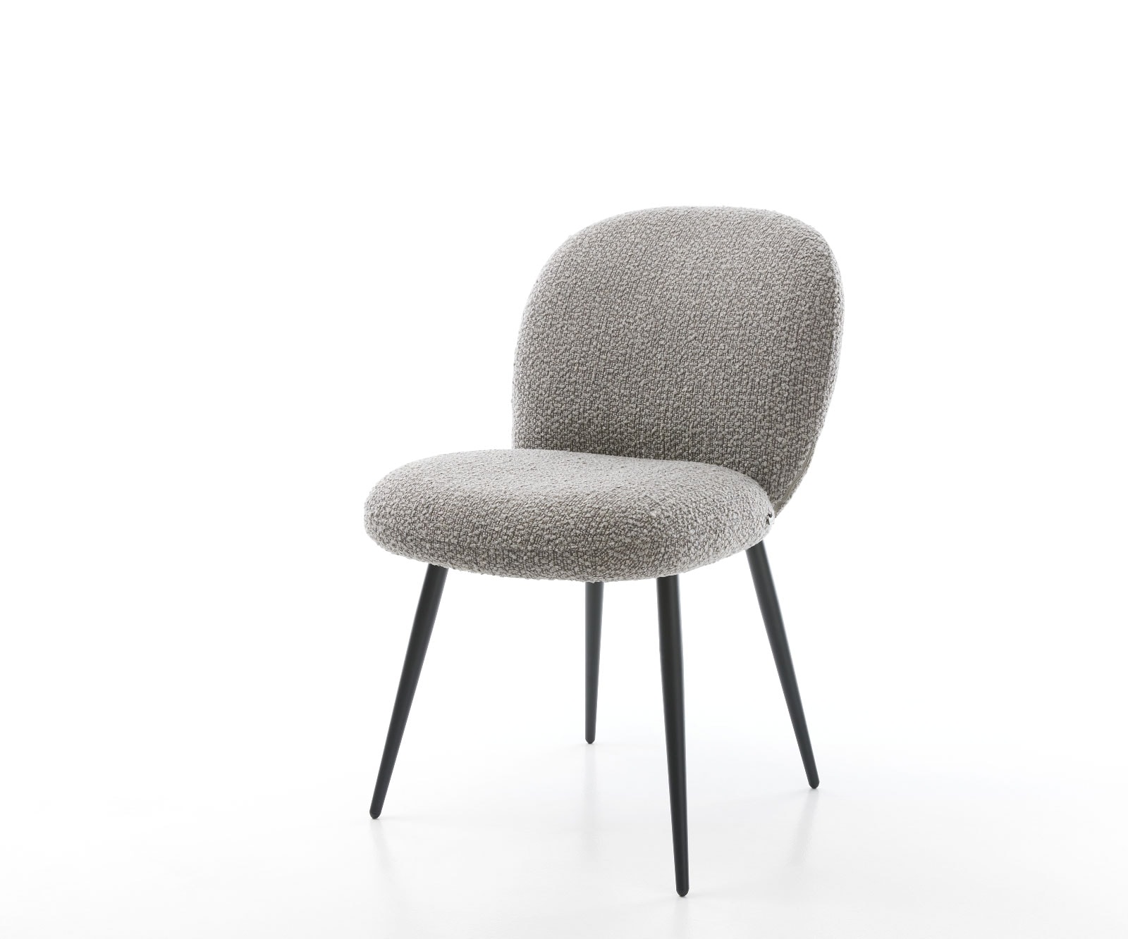 Esszimmerstuhl Nube-Flex Bouclé Silbergrau 4-Fuß konisch Schwarz Taschenfederkern
