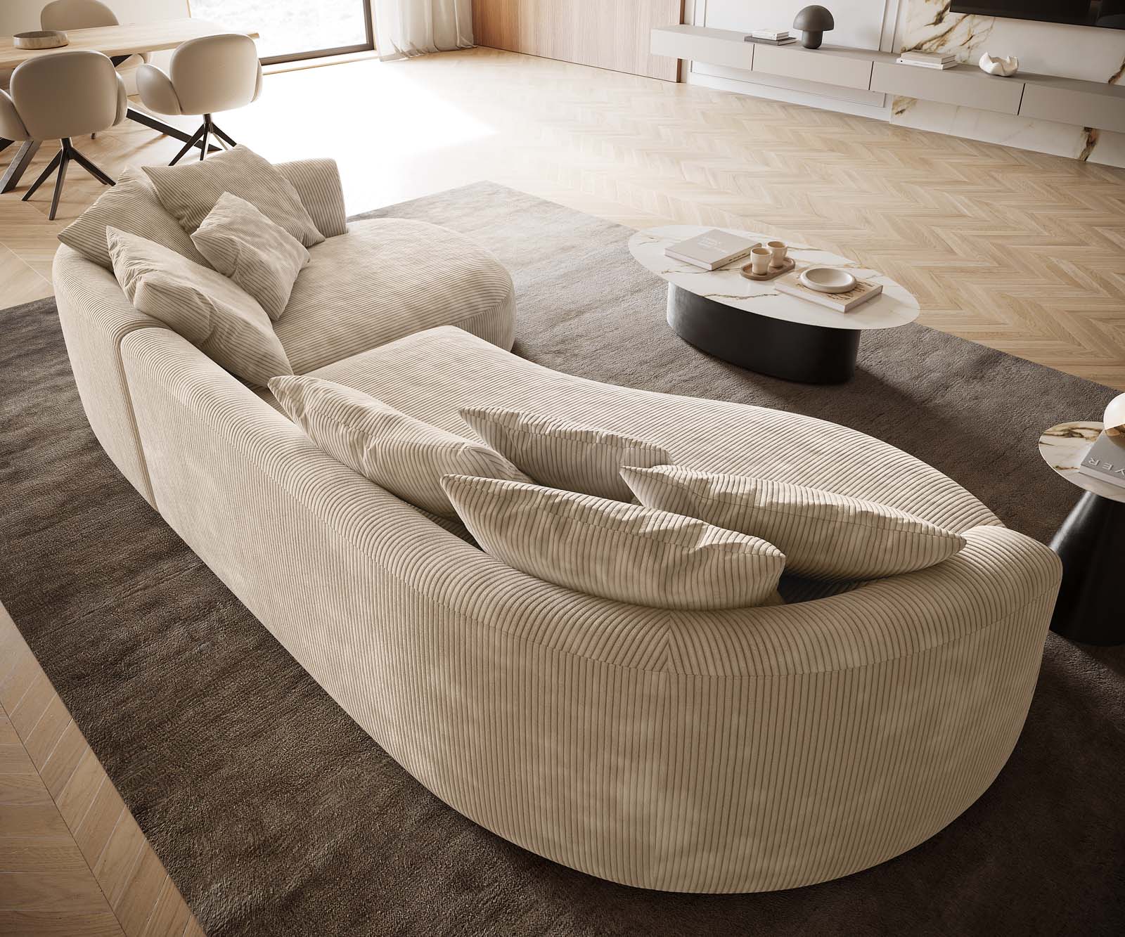 Big-Sofa Edina 330x170 cm Cord Beige