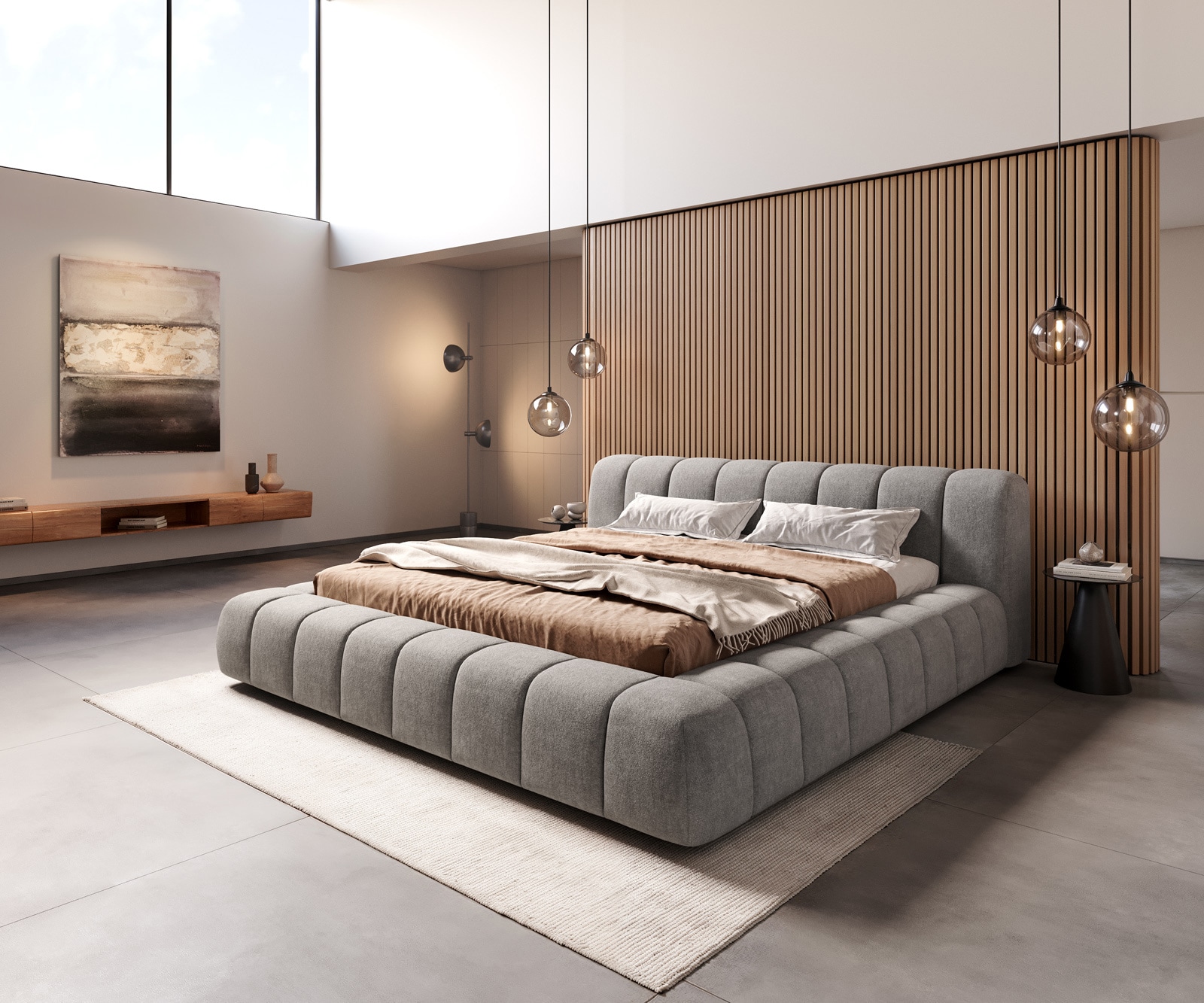 Polsterbettgestell Cutio 180x200 cm Strukturstoff Soft Grau Polsterbettgestell Cutio 180x200 cm Strukturstoff Soft Grau