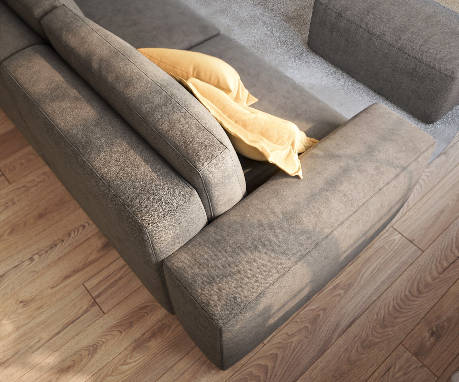 Big-Sofa Lanzo 230x95 cm Mikrofaser Khakibraun mit Hocker 4