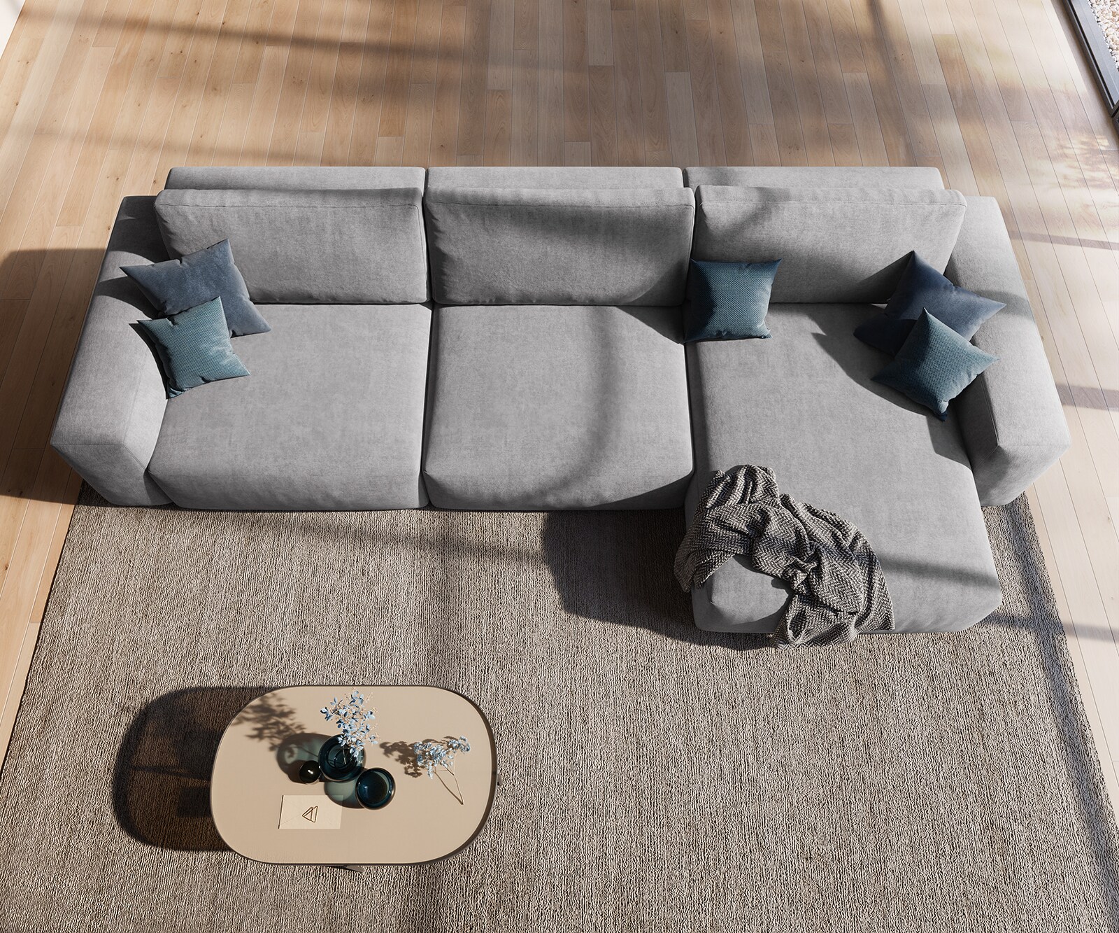 Ecksofa Lanzo XL 380x180 cm Mikrofaser Grau Recamiere variabel 3