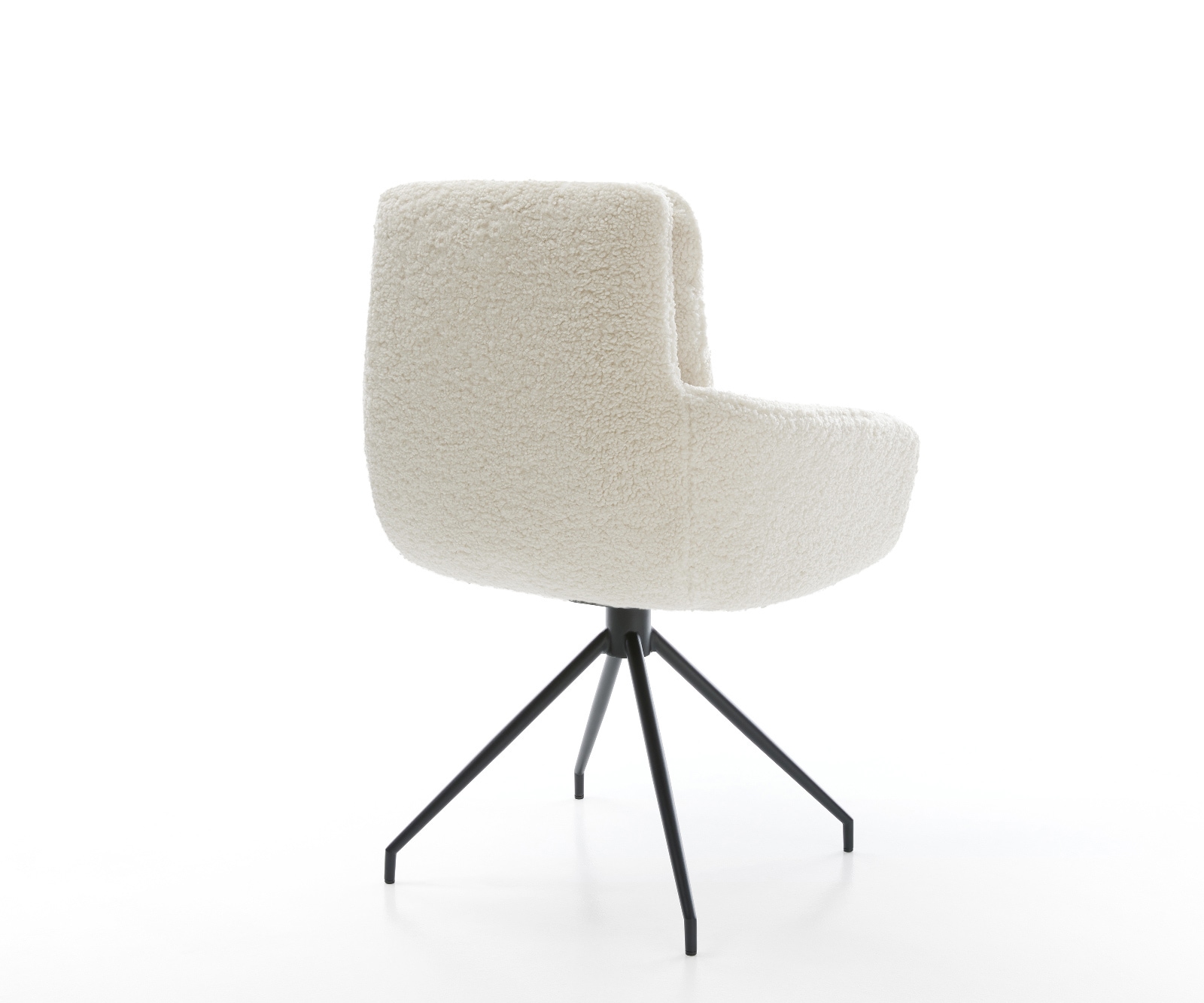 Esszimmerstuhl Abelia-Flex mit Armlehnen Teddystoff Beige Kreuzgestell konisch Schwarz 4