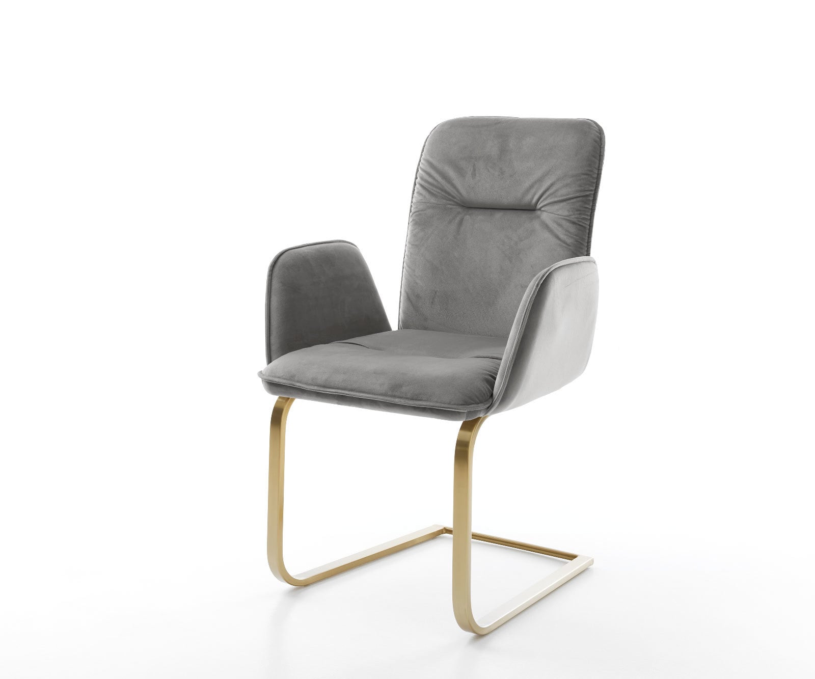 Freischwinger Vinja-Flex Samt Grau Freischwinger flach Gold günstig online kaufen