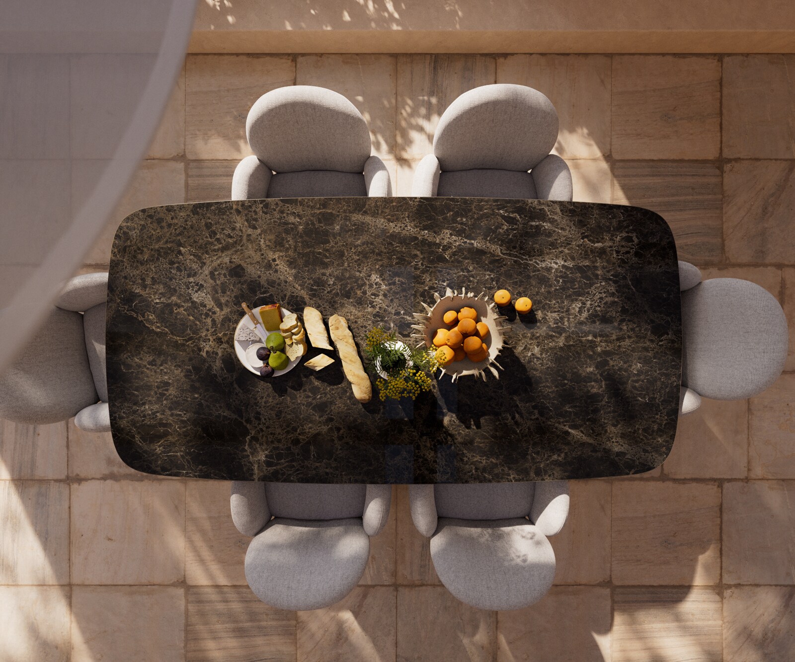 Outdoortisch Edge Boot 240x120 cm Keramik Laminam® Emperador Extra Lucidato Dunkelbraun Kreuzgestell Rechteck Schwarz 5