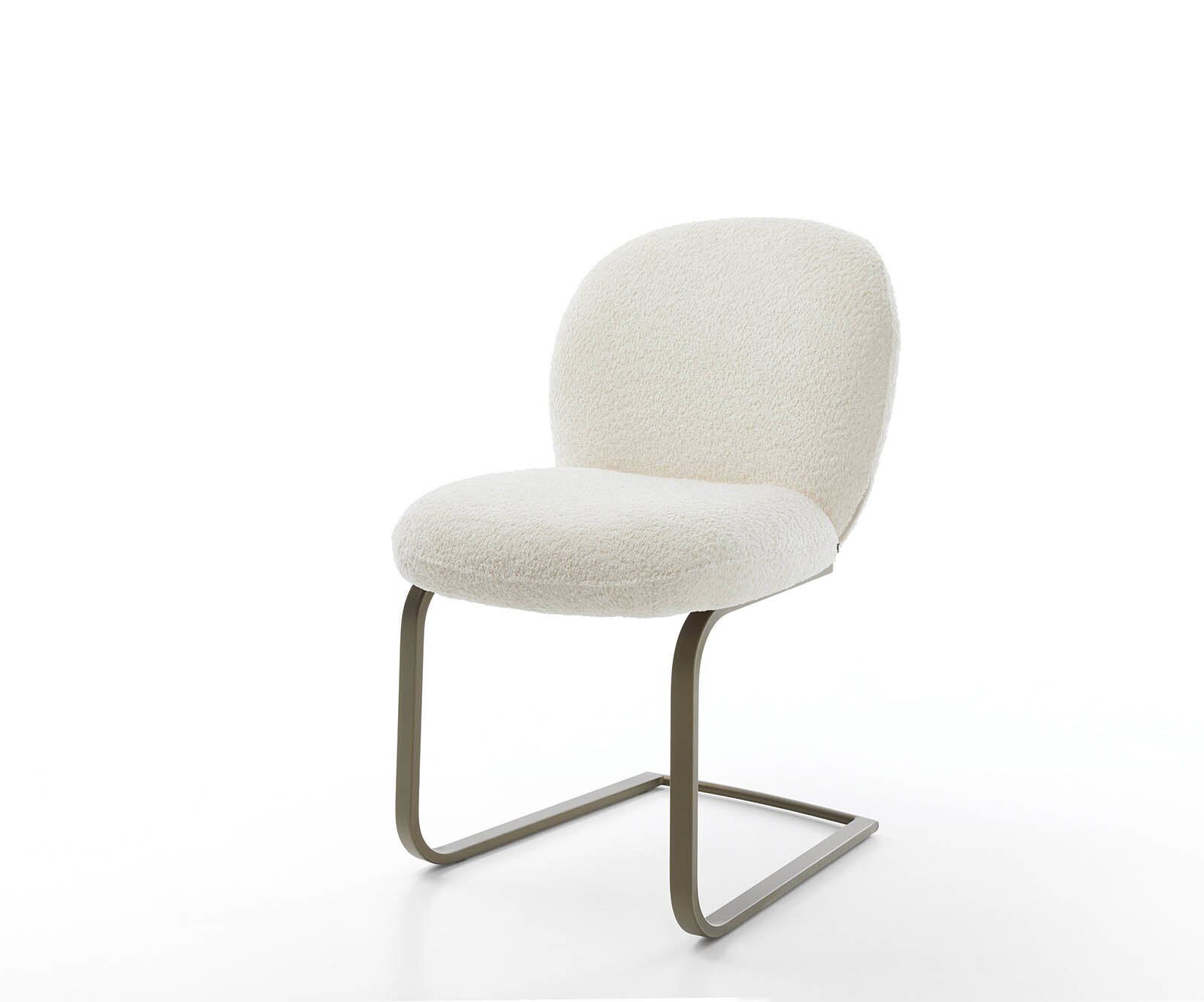 Freischwinger Nube-Flex Bouclé Weiß Freischwinger flach Effektfinish Titan Taschenfederkern 1