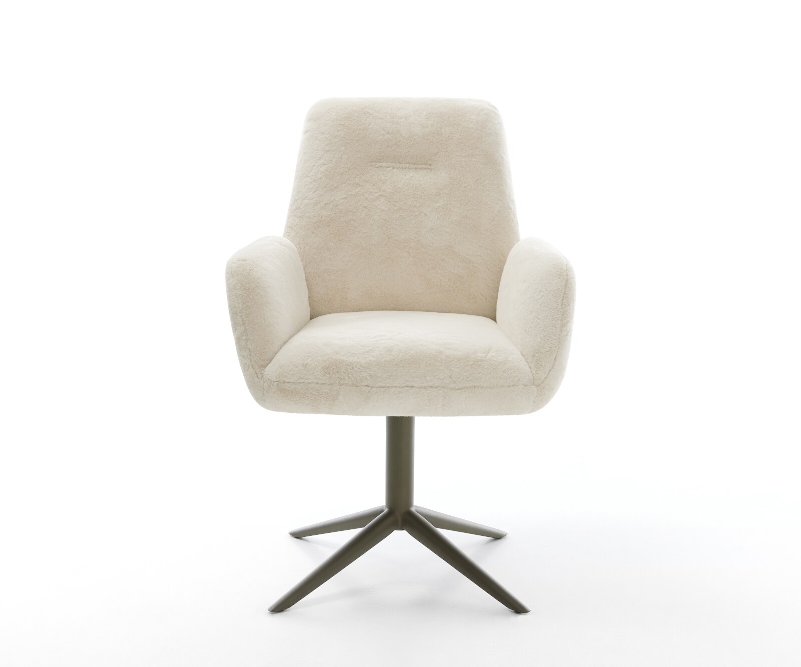 Drehstuhl Zoa-Flex Plüsch Creme-Weiß Fußkreuz Effektfinish Titan 360° drehbar Wippfunktion Taschenfederkern 2