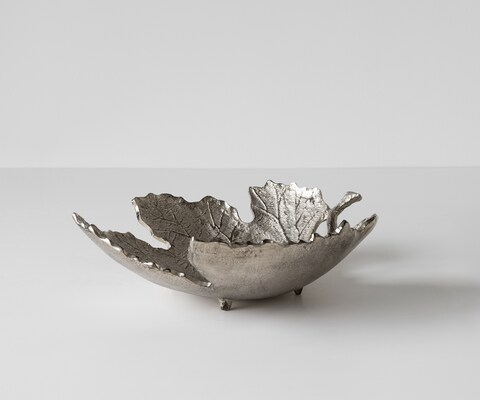 Schale Folia B41 x T38 x H12 cm Aluminium Platin Handgemacht
