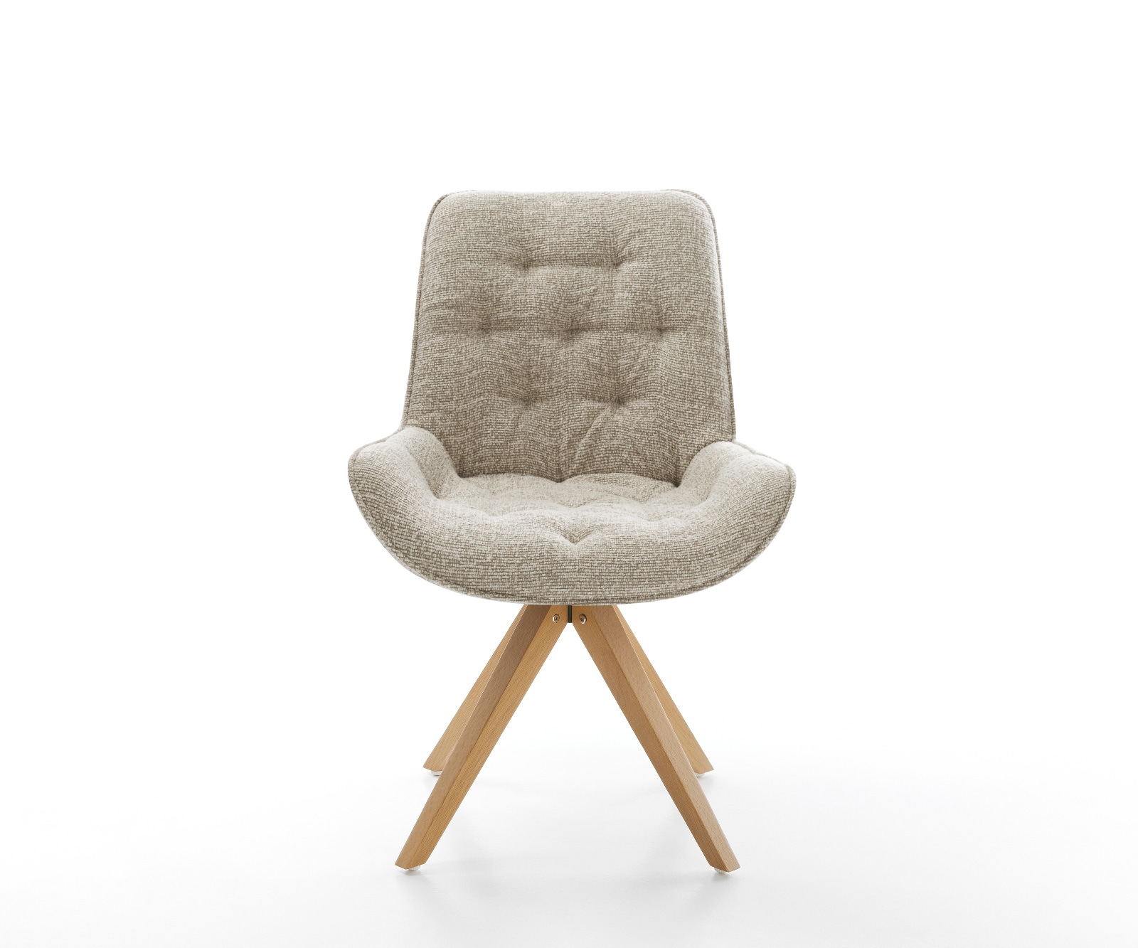 Drehstuhl Taimi-Flex Webstoff Soft Beige Holzgestell kantig Natur 360° drehbar 1