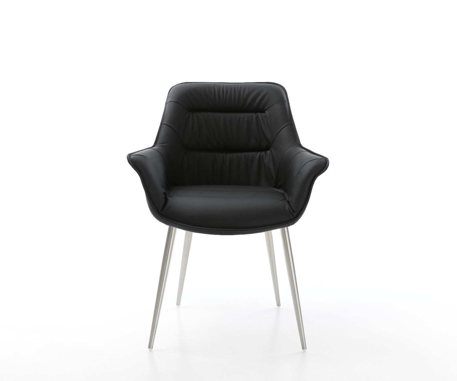 Esszimmerstuhl Kaira-Flex Echt-Leder Schwarz 4-Fuß konisch Edelstahl 1 Esszimmerstuhl Kaira-Flex Echt-Leder Schwarz 4-Fuß konisch Edelstahl 1