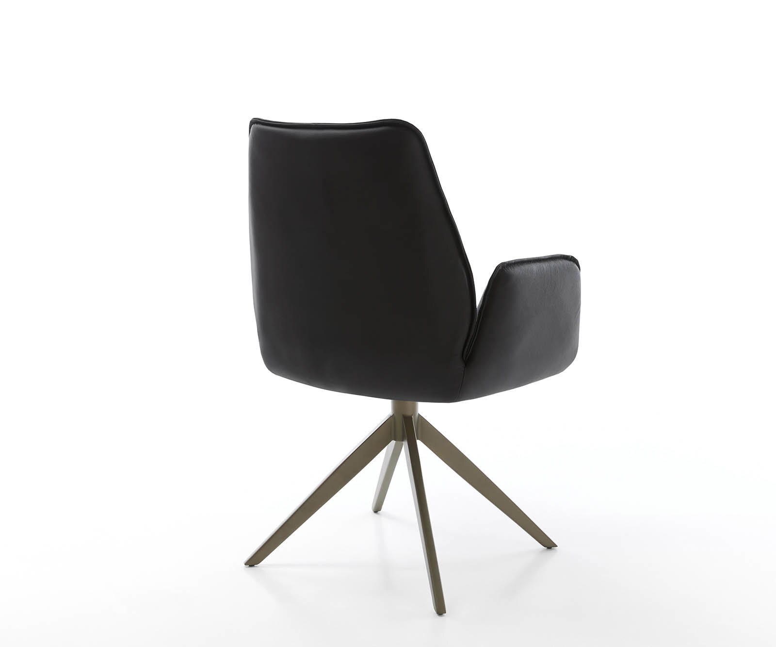 Drehstuhl Zoa-Flex Echt-Leder Schwarz Kreuzgestell breit Effektfinish Titan 360° drehbar Taschenfederkern 4