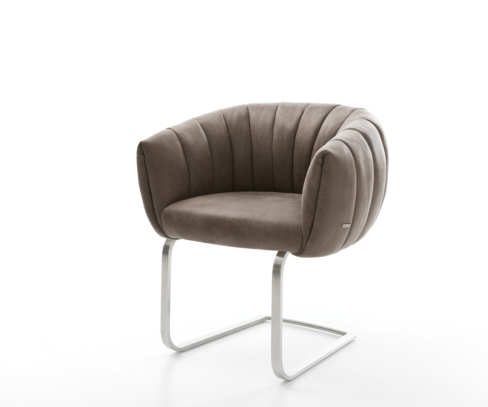 Freischwinger Jada-Flex Mikrofaser Taupe Vintage Freischwinger flach Edelstahl Taschenfederkern