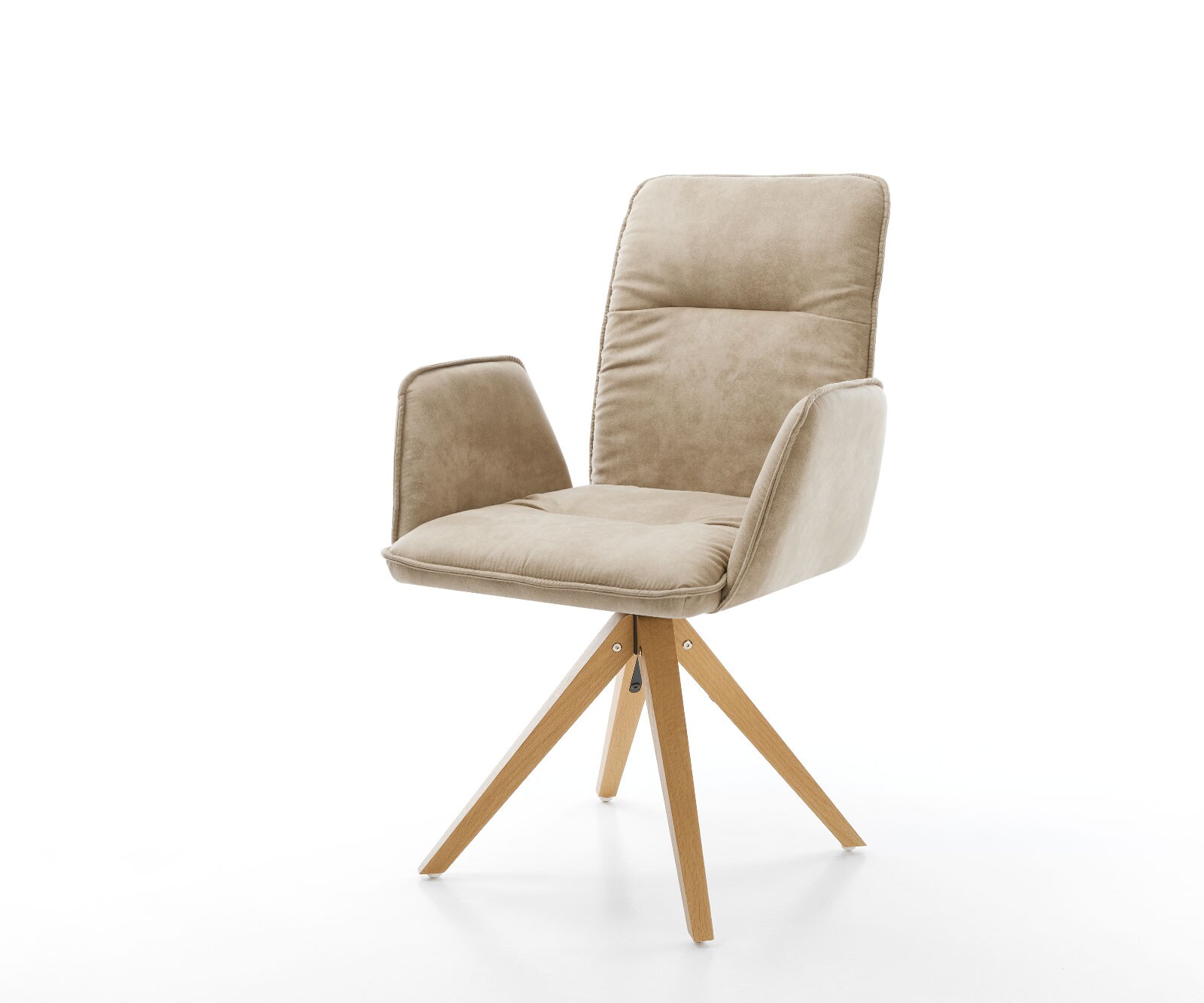 Drehstuhl Vinja-Flex Beige Vintage Holzgestell kantig 180° drehbar