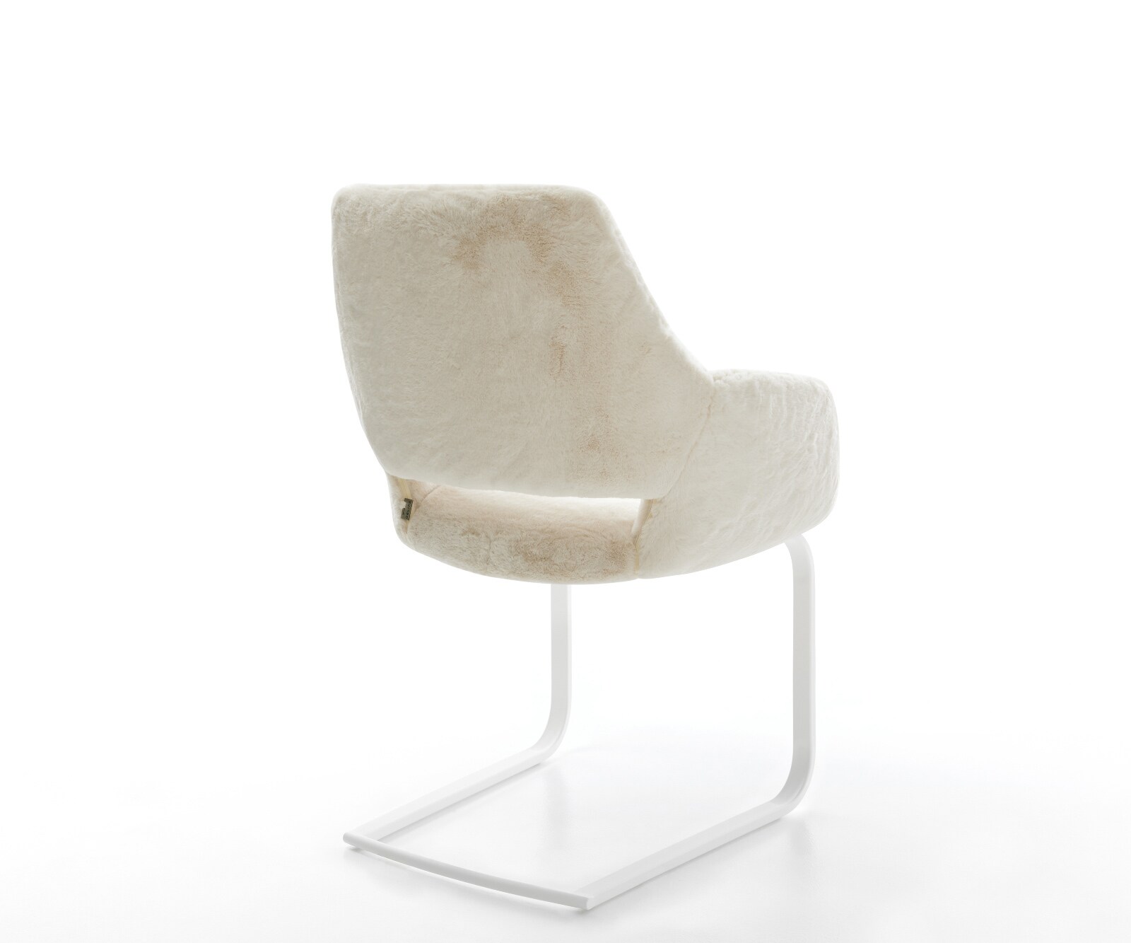 Freischwinger Yago-Flex mit Armlehnen Plüsch Creme-Weiß Freischwinger flach Weiß Taschenfederkern 5