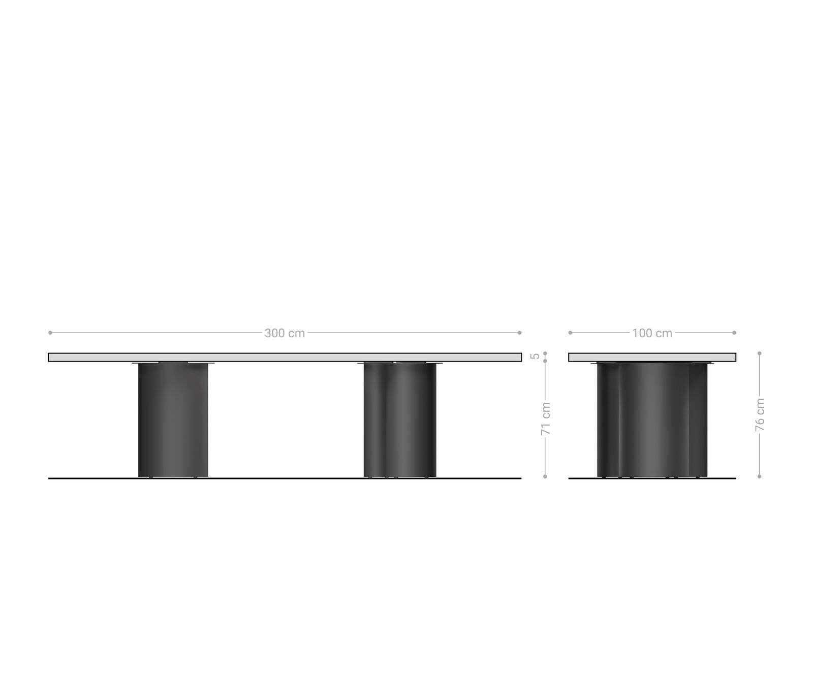 Esstisch Edge 300x100 XL Akazie Braun Troa Edelstahl Graphit Live-Edge 6