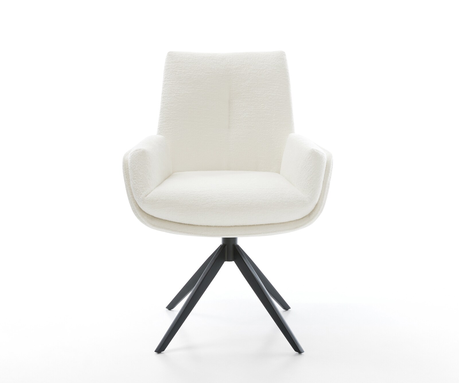 Drehstuhl Clea-Flex Bouclé Soft Beige Kreuzgestell breit Schwarz 360° drehbar Wippfunktion 1