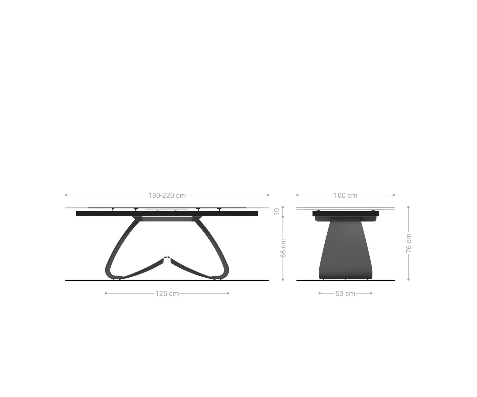 Esstisch Edge 180-220x100 Keramik Laminam® Emperador Extra Lucidato Dunkelbraun W-Gestell Schwarz ausziehbar 8