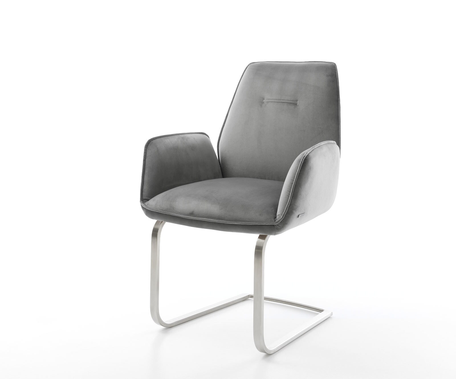 Freischwinger Zoa-Flex Samt Grau Freischwinger flach Edelstahl Taschenfeder günstig online kaufen
