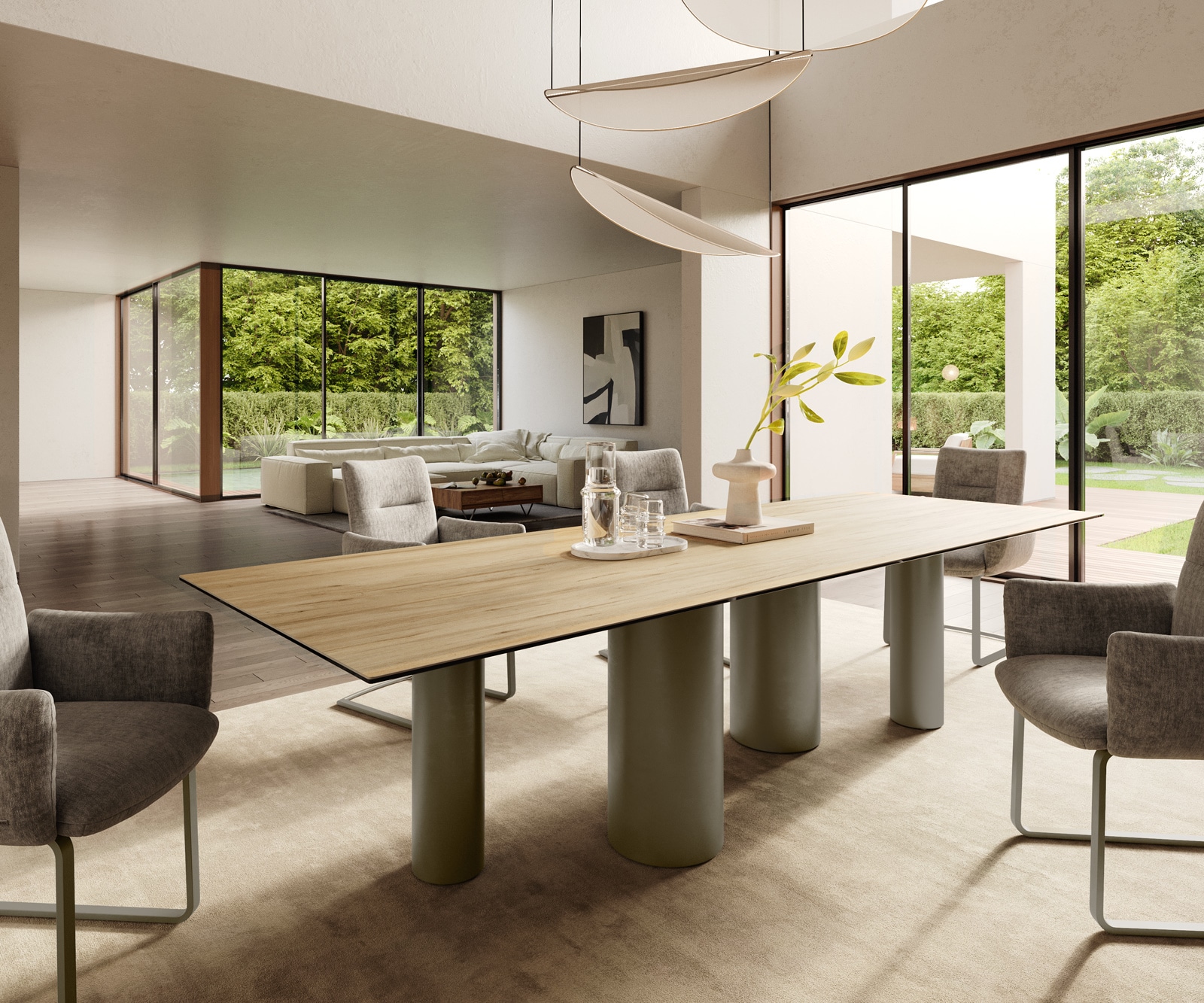 Esstisch Edge 300x100 Keramik Laminam® Sabbia Eichefarbig Pilier Metall Effektfinish Titan Esstisch Edge 300x100 Keramik Laminam® Sabbia Eichefarbig Pilier Metall Effektfinish Titan