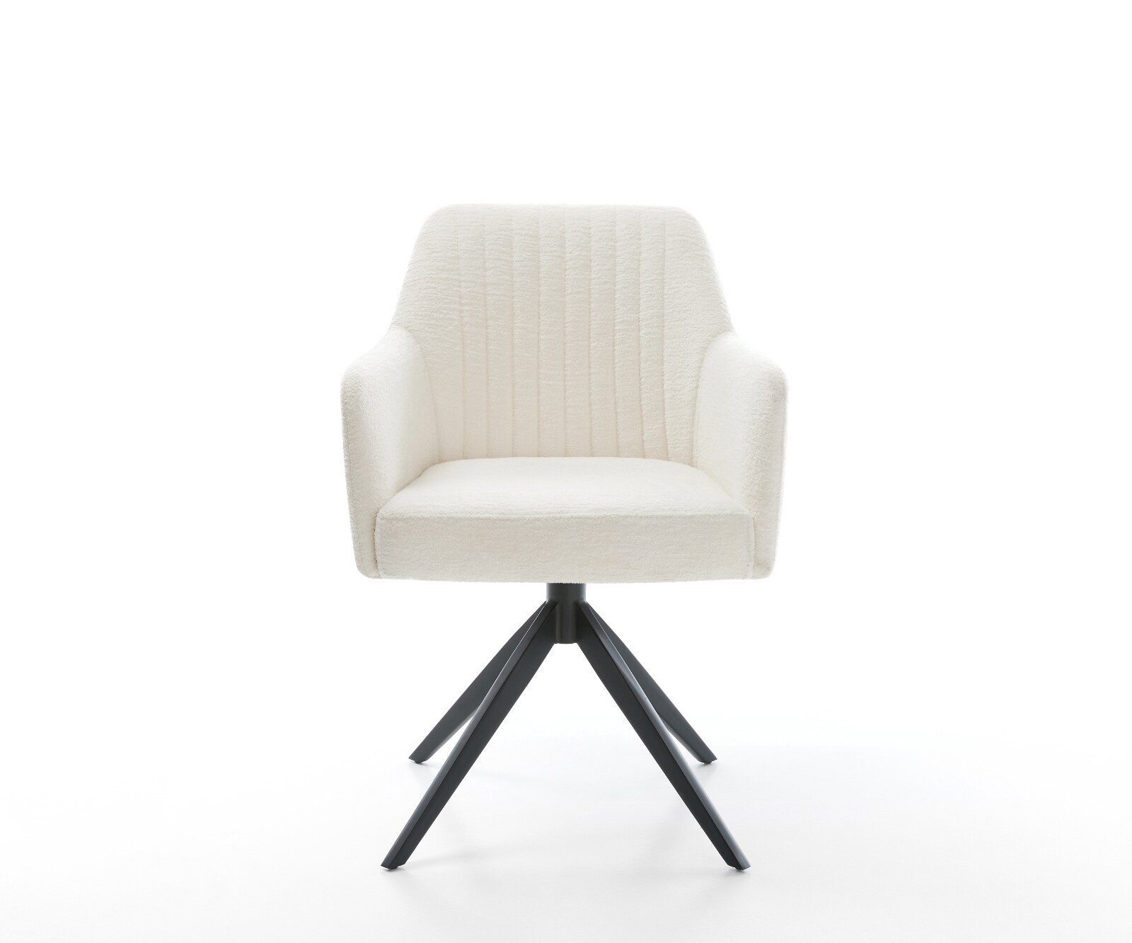 Drehstuhl Greg-Flex Bouclé Soft Beige Kreuzgestell breit Schwarz 360° drehbar Wippfunktion Taschenfederkern 2