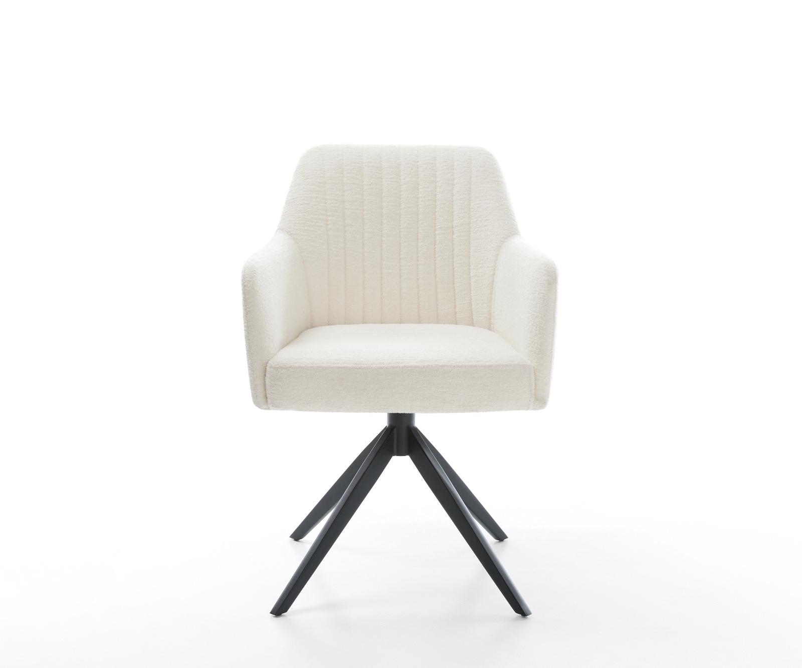 Drehstuhl Greg-Flex Bouclé Soft Beige Kreuzgestell breit Schwarz 360° drehbar Wippfunktion Taschenfederkern 2