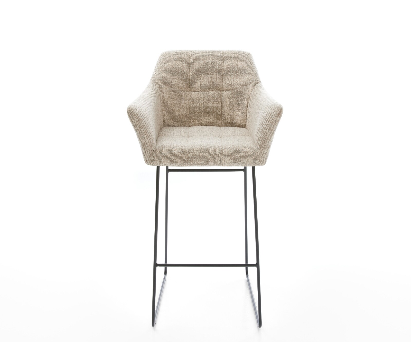 Barstuhl Yulo-Flex Webstoff Soft Beige Kufengestell Metall Schwarz 2