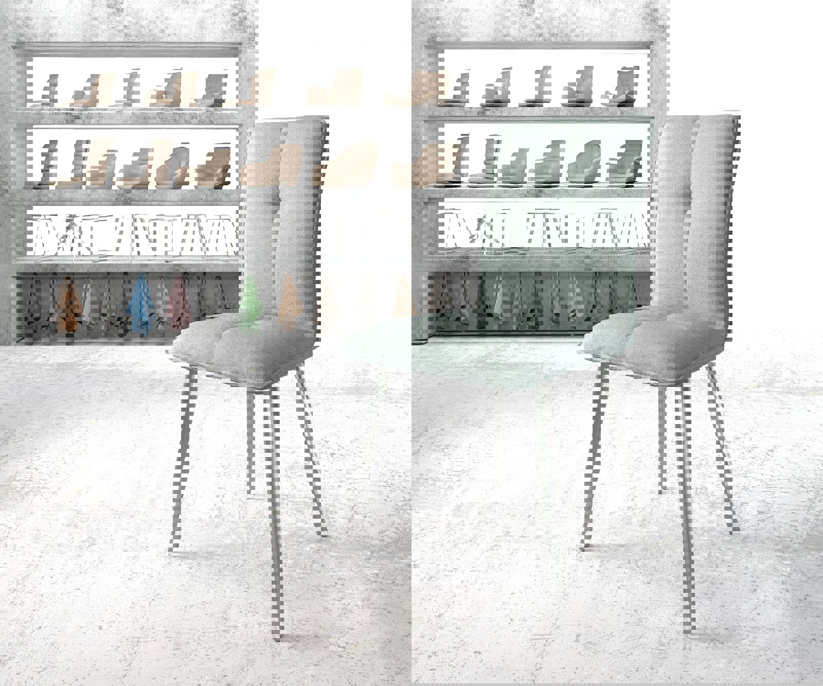 Esszimmerstuhl Maddy-Flex Stripes Mint 4-Fuß konisch Edelstahl Esszimmerstuhl Maddy-Flex Stripes Mint 4-Fuß konisch Edelstahl