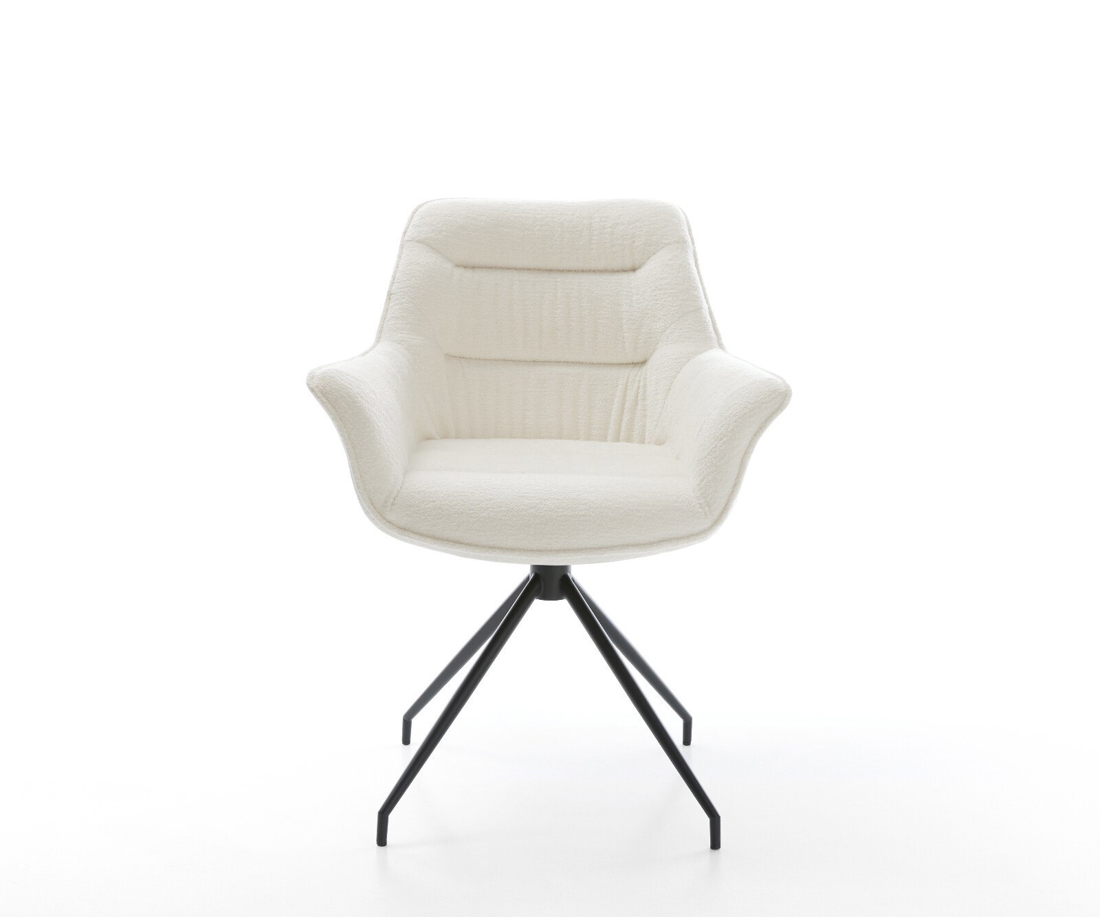 Esszimmerstuhl Kaira-Flex Bouclé Soft Beige Kreuzgestell konisch Schwarz 2