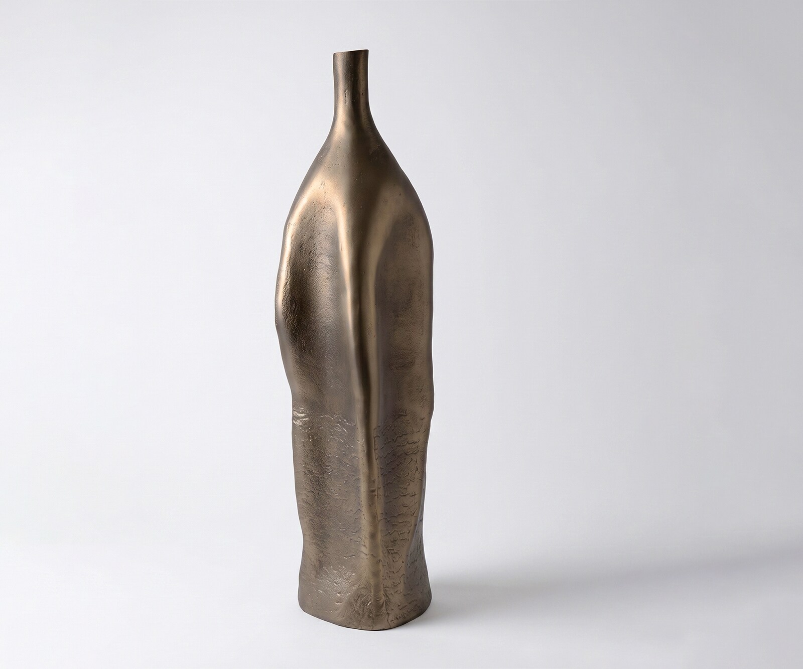Vase Norevo l18 x P18 x H61 cm Aluminium Aurum Satin Moulé
