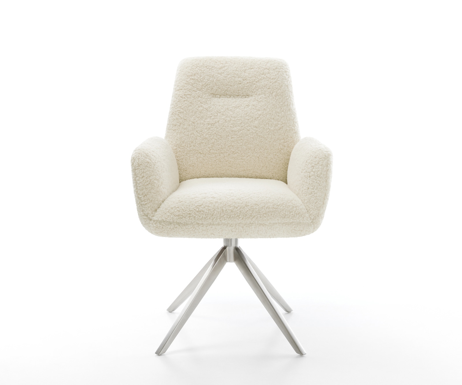 Drehstuhl Zoa-Flex Teddystoff Beige Kreuzgestell breit Edelstahl 360° drehbar Wippfunktion Taschenfederkern 2