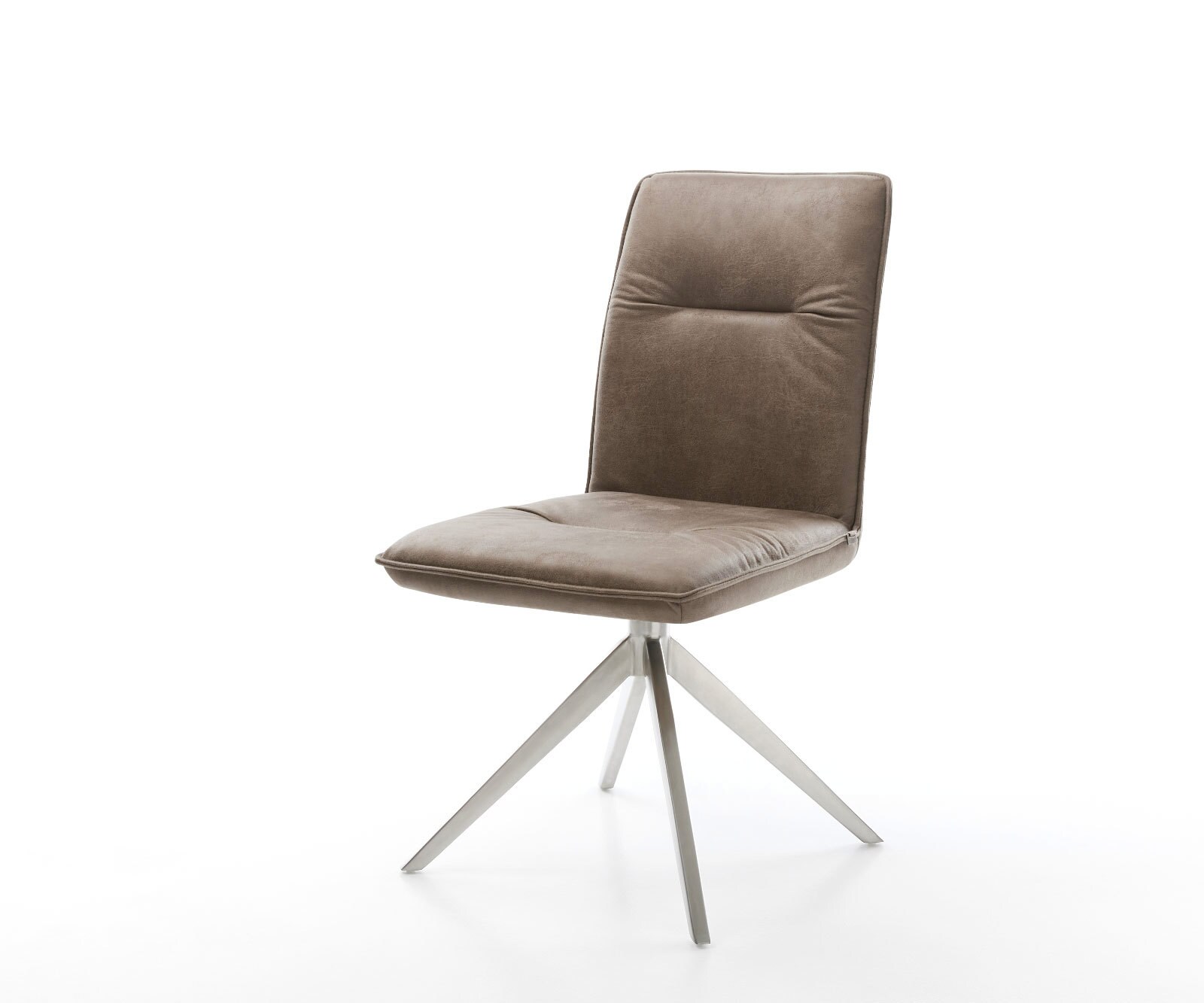 Drehstuhl Vinjo-Flex Mikrofaser Taupe Vintage Kreuzgestell breit Edelstahl günstig online kaufen