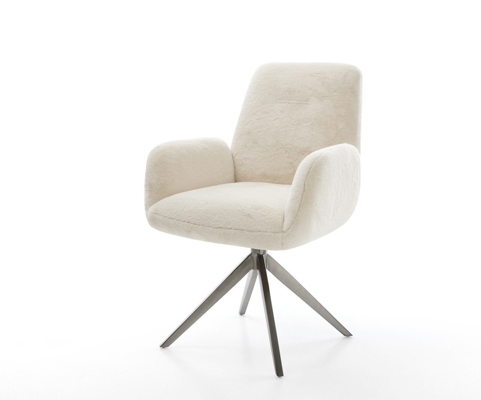Chaise-pivotante Zoa-Flex peluche crème-blanc pied croisé large grafiete pivotement sur 360° fonction bascule ressorts ensachés