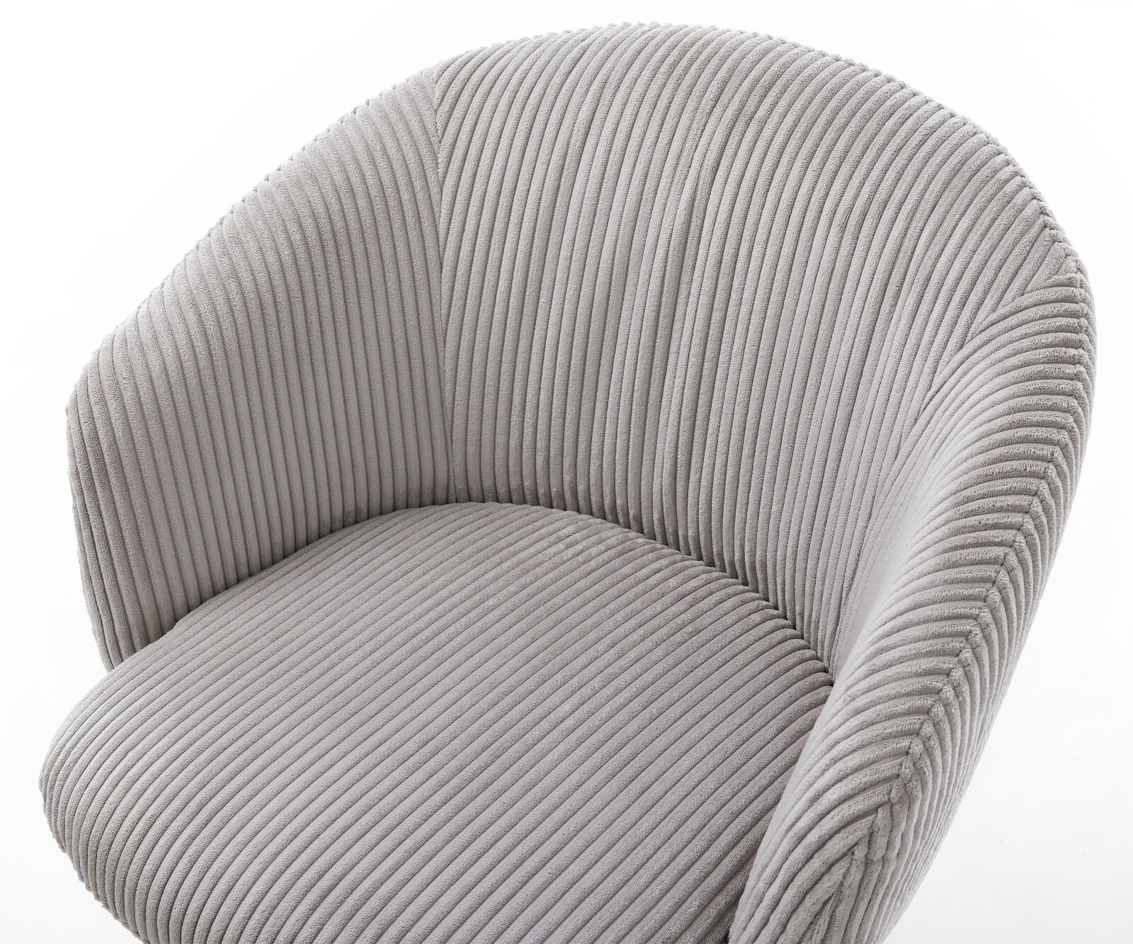 Drehstuhl Caja-Flex mit Armlehnen Cord Silbergrau Fußkreuz Schwarz 360° drehbar Taschenfederkern 3