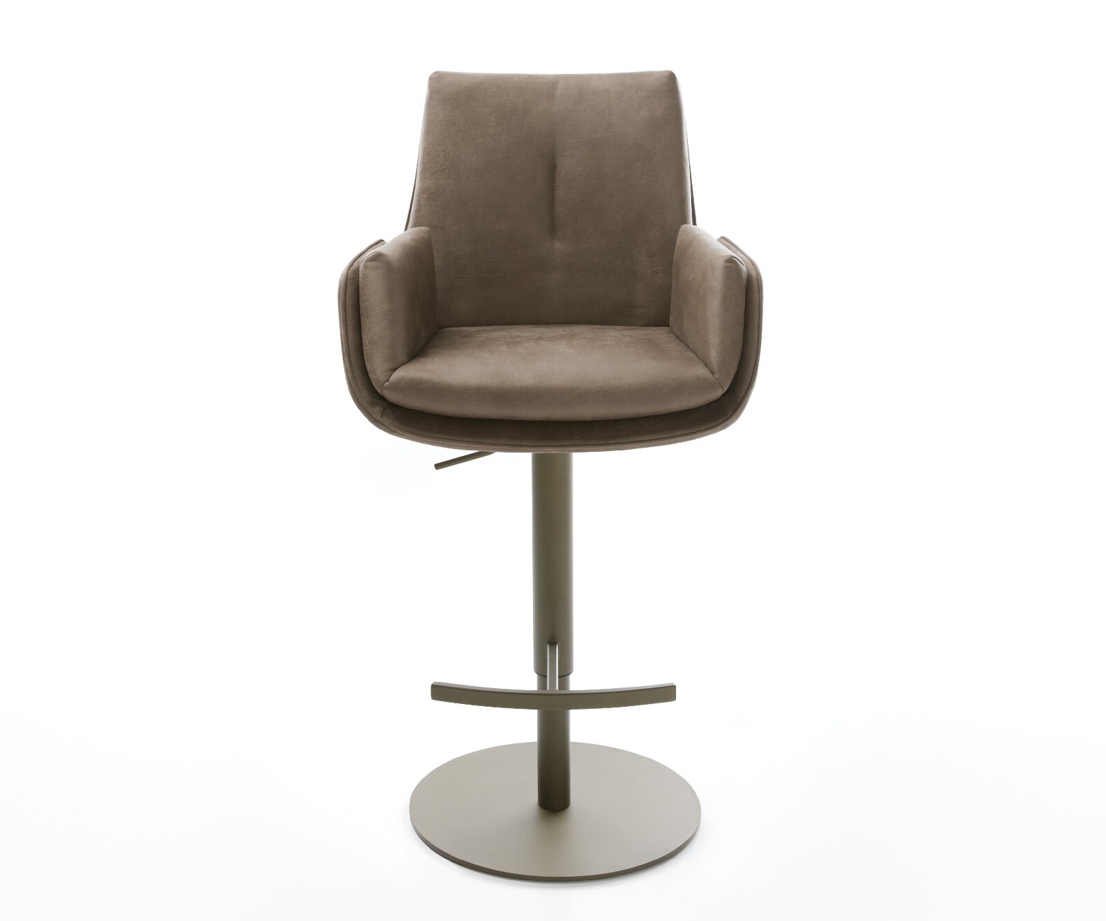 Barstuhl Clea-Flex Mikrofaser Taupe Vintage Drehfuß höhenverstellbar Metall Titanfarben 2