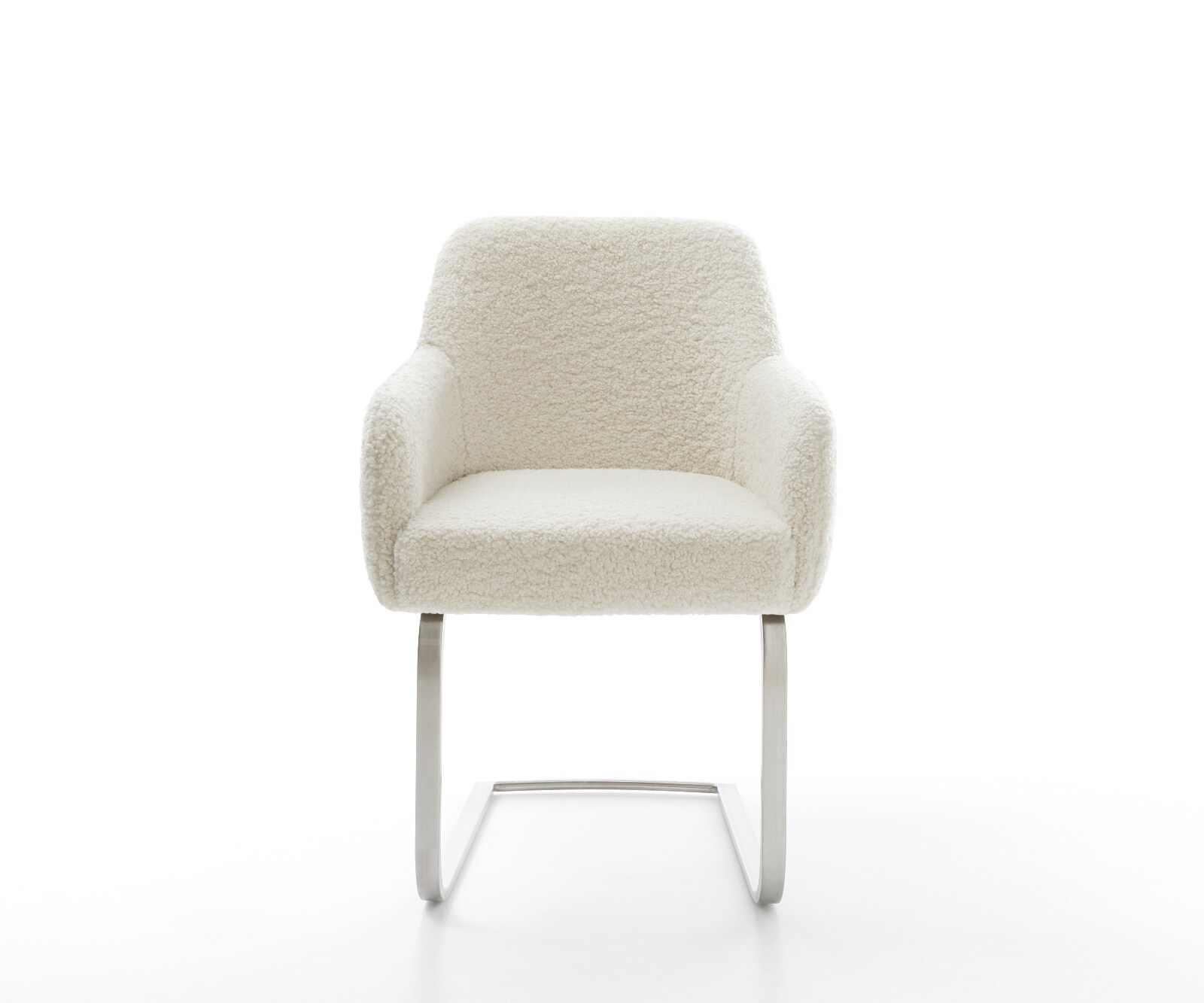 Freischwinger Greg-Flex Teddystoff Beige Freischwinger flach Edelstahl Taschenfederkern 2