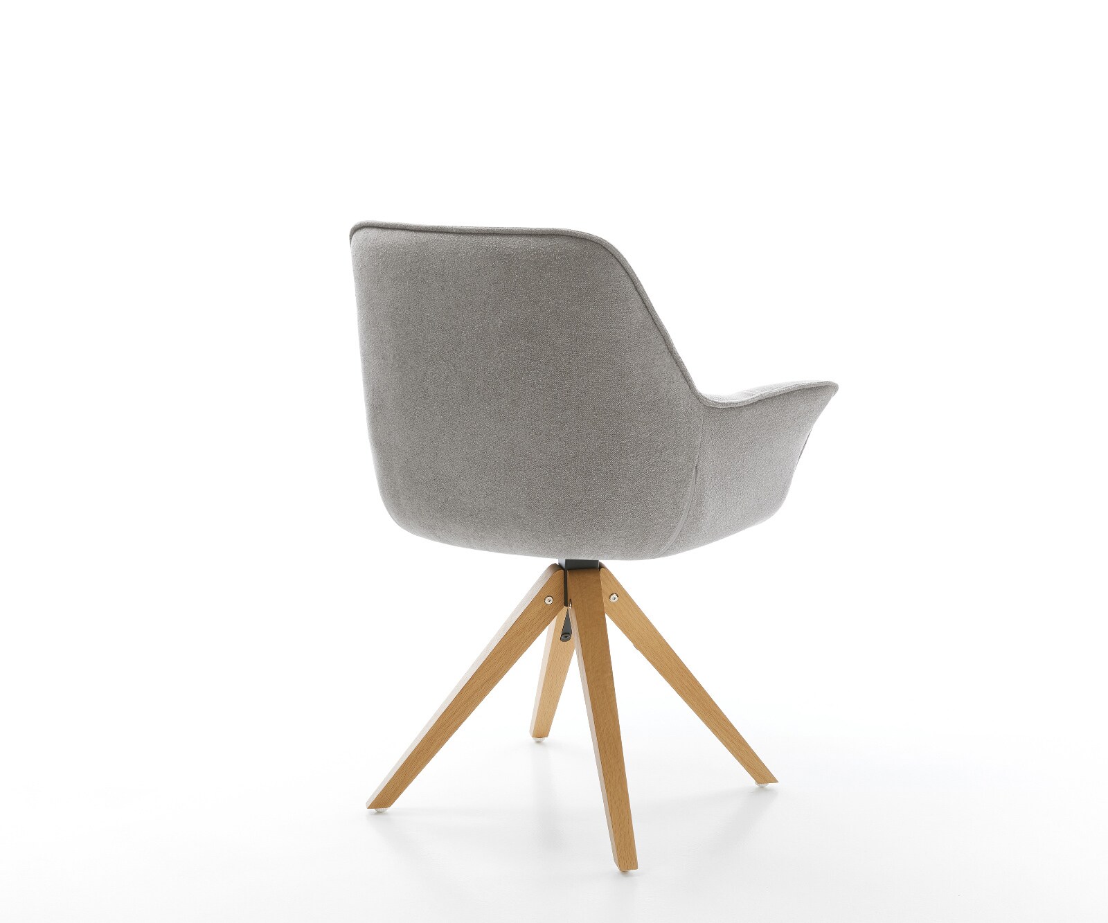 Drehstuhl Kaira-Flex Strukturstoff Soft Grau Holzgestell kantig Natur 360° drehbar 4