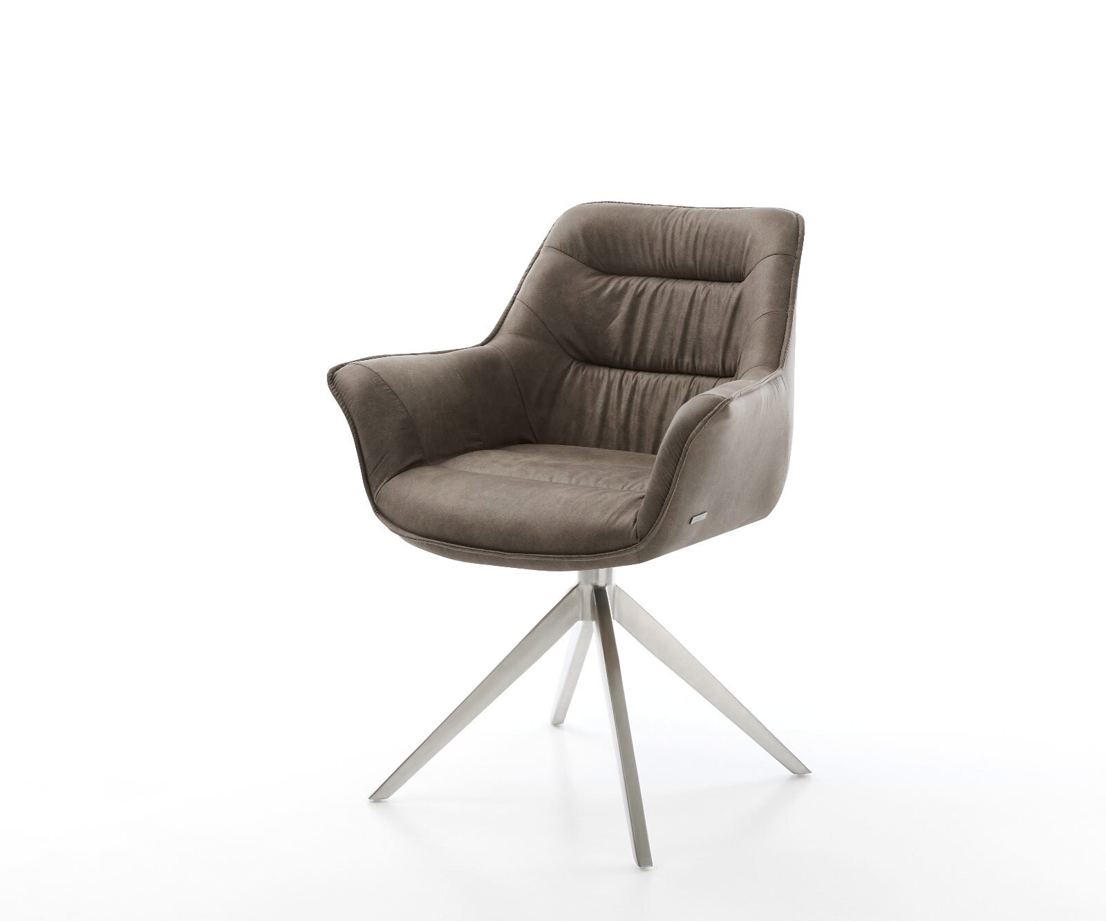 Drehstuhl Kaira-Flex Mikrofaser Taupe Vintage Kreuzgestell breit Edelstahl günstig online kaufen