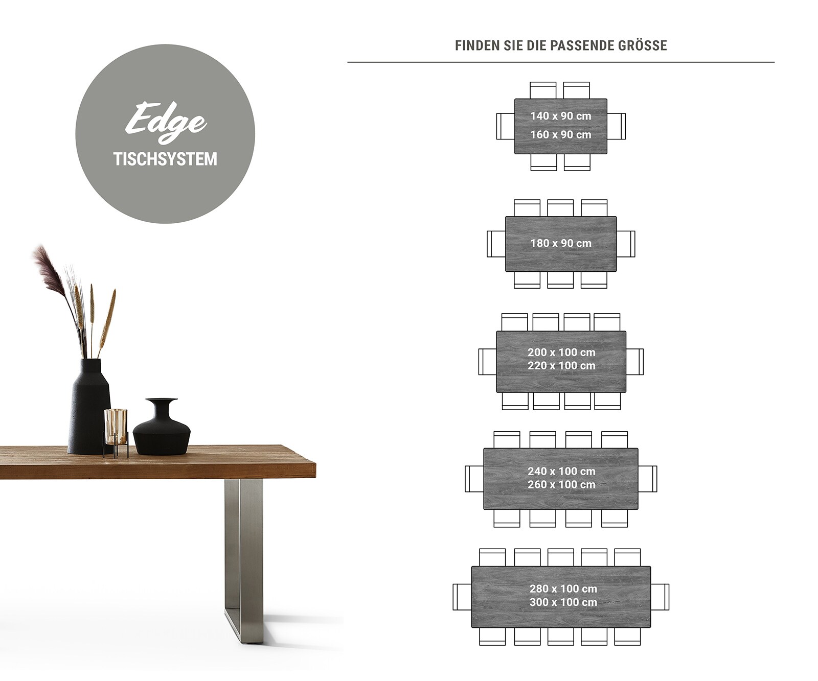 Esstischplatte Edge 220x100cm XL Akazie Platin Live-Edge 5