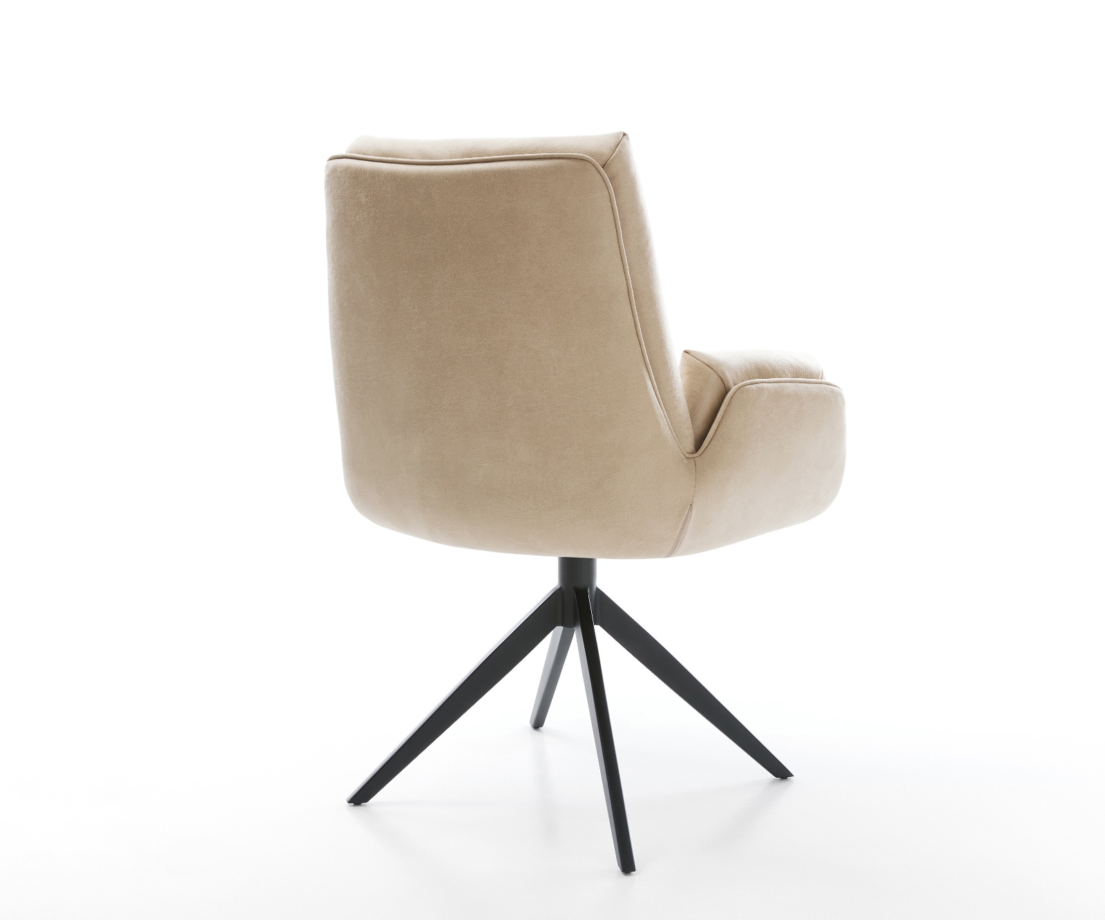 Drehstuhl Clea-Flex Mikrofaser Beige Vintage Kreuzgestell breit Schwarz 360° drehbar Wippfunktion 5