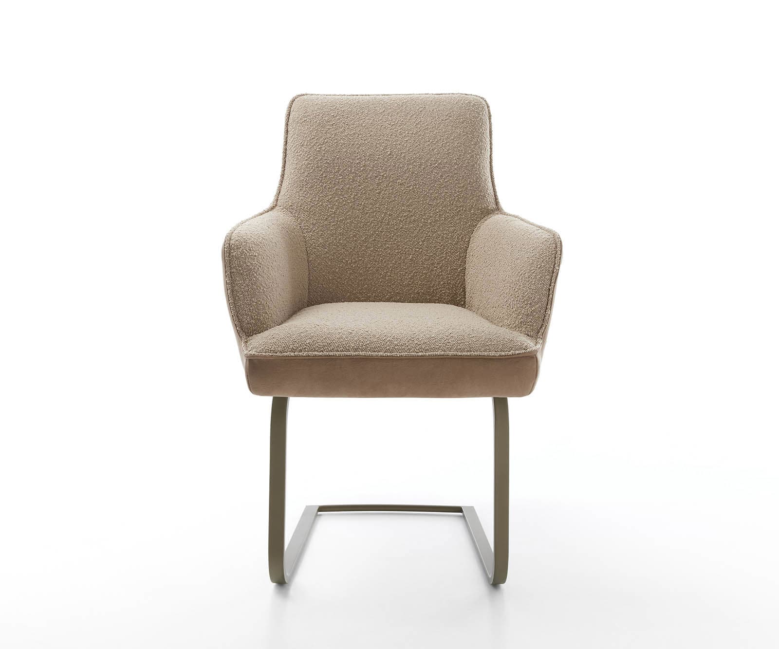 Freischwinger Heira-Flex mit Armlehnen Materialmix Schlamm Freischwinger flach Effektfinish Titan Taschenfederkern 2
