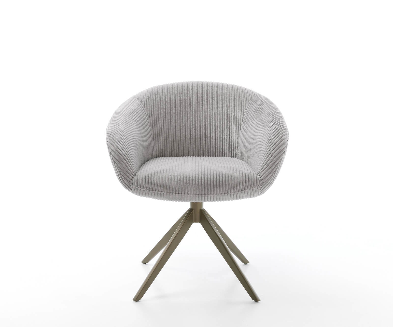 Drehstuhl Vinka-Flex mit Armlehnen Cord Silbergrau Kreuzgestell breit Effektfinish Titan 360° drehbar Taschenfederkern 2