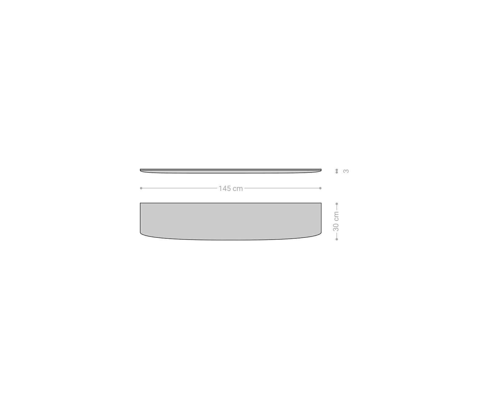 Wandregal Edge 145 cm Akazie Natur Schweizer Kante Massiv 6