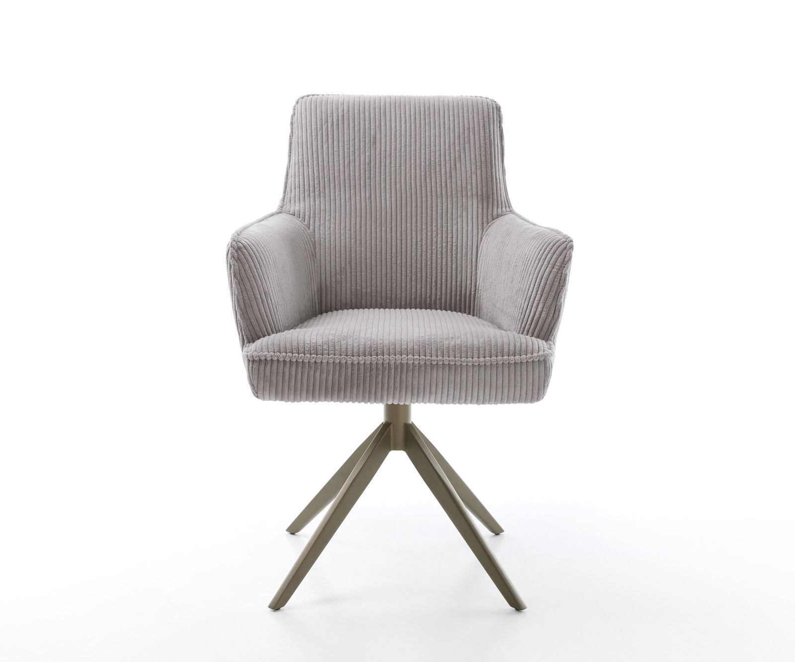 Drehstuhl Heira-Flex mit Armlehnen Cord Silbergrau Kreuzgestell breit Effektfinish Titan 360° drehbar Wippfunktion Taschenfederkern 1