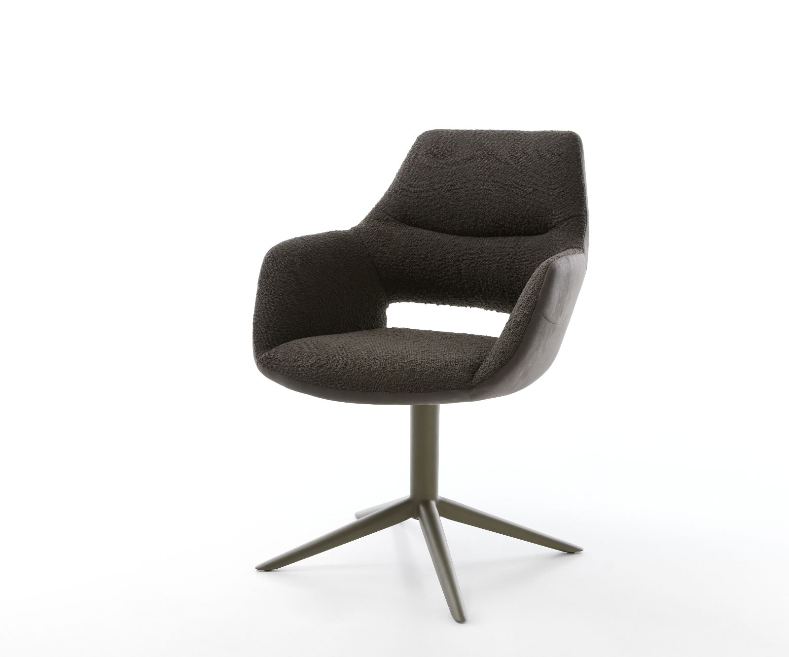Drehstuhl Yago-Flex mit Armlehnen Materialmix Schwarz Fußkreuz Effektfinish Titan 360° drehbar Wippfunktion Taschenfederkern